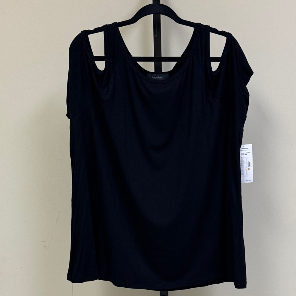Karen Kane Elegant Black Cold Shoulder Blouse